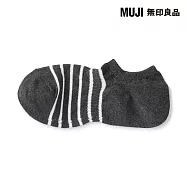【MUJI 無印良品】男淺口直角襪25-27cm 墨灰橫紋