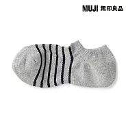 【MUJI 無印良品】男淺口直角襪25-27cm 灰橫紋