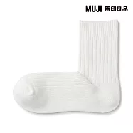 【MUJI 無印良品】男螺紋厚織直角短襪25-27cm 柔白