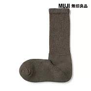 【MUJI 無印良品】男圈絨足口伸縮直角襪25-27cm 摩卡棕