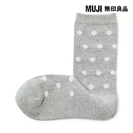 【MUJI 無印良品】女足口柔軟點點紋樣直角襪23-25cm 灰紋樣