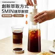 法式濾壓冷萃壺 冷泡咖啡壺 冷泡茶 (750ml) 白色