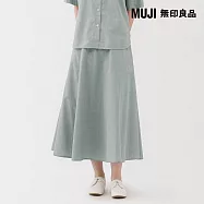 【MUJI 無印良品】女涼感寬襬裙 L 深綠直紋
