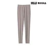 【MUJI 無印良品】女彈性羅紋全長緊身褲 L 灰棕