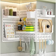 【好拾選物】壁掛式洞洞板/多功能掛架/浴室廚房壁掛收納架/免打洞掛架-白色 組合C款