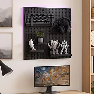 【好拾選物】壁掛式洞洞板/多功能掛架/浴室廚房壁掛收納架/免打洞掛架-黑色 組合B款