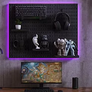 【好拾選物】壁掛式洞洞板/多功能掛架/浴室廚房壁掛收納架/免打洞掛架-黑色 組合C款