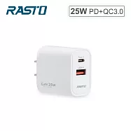 RASTO RB54 25W氮化鎵智能PD+QC3.0快速充電器 白