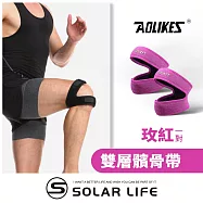 AOLIKES 雙層運動加壓減震髕骨帶.膝蓋加壓帶 膝蓋壓力帶 透氣護膝 環形髕骨帶 運動防護 玫紅/2入