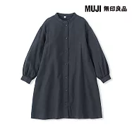 【MUJI 無印良品】兒童雙面起毛法蘭絨立領長袖洋裝 110 暗藍