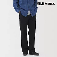 【MUJI 無印良品】男水洗綾織寬版褲 73 黑色
