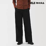 【MUJI 無印良品】女節紗綾織打褶寬版褲 S 黑色