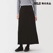 【MUJI 無印良品】女彈性綾織A字裙 S 黑色