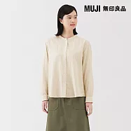 【MUJI 無印良品】女吉貝木棉混二重紗織長袖套衫 L 原色