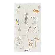 MIDORI POCKET DIARY 2026手帳長形(月間)- 小貓