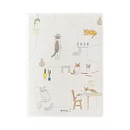 MIDORI POCKET DIARY 2026手帳(月雙週)A6- 小貓