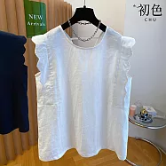 【初色】復古棉麻輕薄透氣翻領短袖襯衫-8款任選-13677(M-4XL可選) M H.白色