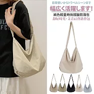 【Sayaka紗彌佳】靜好時光・文青斜挎包|輕量褶皺防潑水大容量 肩背包 -米白色