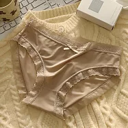 【唯蜜色】薄款柔軟甜美中腰蕾絲滾邊女用三角褲 XL 咖啡色