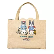 【Kusuguru Japan】日本眼鏡貓 手提包 防水覆膜材質萬用包 - Animal Mode款 -米黃色