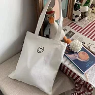 【素包包】單肩包 法式簡約笑臉黑白色通勤收納拉鍊側背袋(23035) _白色