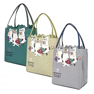 【Kusuguru Japan】日本眼鏡貓 手提包 一起逛街購物趣 雜誌包- NEKOMARUKE貓丸系列 -藍綠色