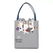 【Kusuguru Japan】日本眼鏡貓 手提包 一起逛街購物趣 雜誌包- NEKOMARUKE貓丸系列 -灰色