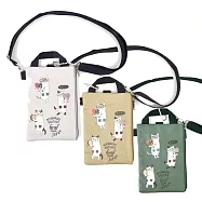 【Kusuguru Japan】日本眼鏡貓手機包 可觸控手機斜背包 狂歡high咖眼鏡貓 手拿包證件袋 背帶可調 -灰色