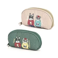 【Kusuguru Japan】 日本眼鏡貓 眼鏡包 小物袋 Animal Mode旅行伴侶 多功能收納眼鏡盒 筆袋 -綠色