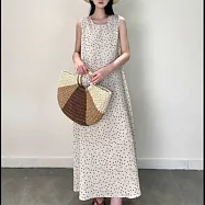 【ACheter】 棉麻波點圓領氣質H行背心洋裝# 125684 XL 白色