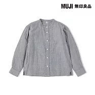 【MUJI 無印良品】兒童二重紗織長袖立領襯衫 110 深灰直紋