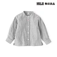 【MUJI 無印良品】幼兒二重紗織立領長袖襯衫 80 深灰直紋