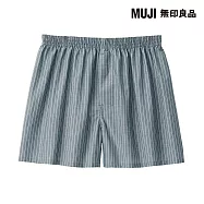 【MUJI 無印良品】男柔滑前開平口褲 S 暗藍直紋