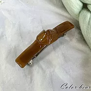 【卡樂熊】韓系簡約百搭結造型彈簧夾/髮夾- 亮面棕