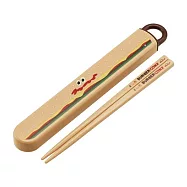 【日本正版授權】BURGER CONX 環保筷 日本製 附收納盒 16.5cm 筷子/環保餐具/兒童餐具 漢堡/薯條 - 棕色款