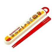 【日本正版授權】BURGER CONX 環保筷 日本製 附收納盒 16.5cm 筷子/環保餐具/兒童餐具 漢堡/薯條 - 紅色款