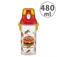 【日本正版授權】BURGER CONX 直飲式水壺 480ml 日本製 透明水壺/彈蓋式水壺 附背帶 漢堡/薯條