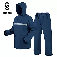 【SHANG SHUO】兩件式海膠輕量雨衣-多色 XL 深海藍
