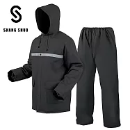 【SHANG SHUO】兩件式海膠輕量雨衣-多色 2XL 霧岩黑