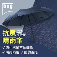 【德國boy】抗UV三折防風晴雨傘 立方- 午夜藍