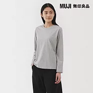 【MUJI 無印良品】女天竺圓領長袖T恤 XL 灰色