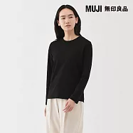 【MUJI 無印良品】女天竺圓領長袖T恤 XL 黑色