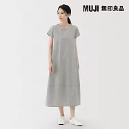 【MUJI 無印良品】女涼感短袖洋裝 M 灰直紋