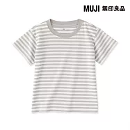 【MUJI 無印良品】幼兒容易穿脫天竺圓領短袖T恤 100 灰橫紋
