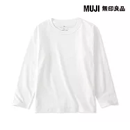 【MUJI 無印良品】兒童棉天竺圓領長袖T恤 110 柔白