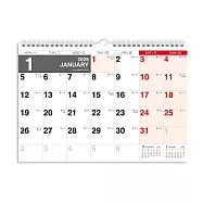 珠友 2026年A3吊掛式月曆(素面/可撕)/掛曆/行事曆/易撕/大版面/大格記事欄/簡單簡約