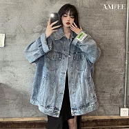 【AMIEE】港味復古牛仔外套(KDCY-181) M 圖片色