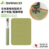 【日本SANKO】日本製吸附型防汙桌下地墊/電腦椅墊90x120 -綠色