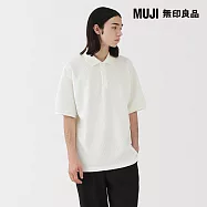 【MUJI 無印良品】男速乾鬆餅紋短袖POLO衫 XL 柔白