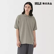 【MUJI 無印良品】男速乾鬆餅紋短袖POLO衫 S 灰銀